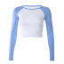 fashion raglan hit color slimming long-sleeved tops NSLQ33712