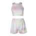 new fashion tie-dye slim vest shorts set NSLQ33717