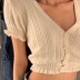 fashion V-neck button knitted T-shirt NSLQ33729