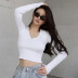 solid color lapel long-sleeved knitted pit t-shirt  NSLQ33740
