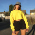 solid color round neck pullover short sweatershirt NSLQ33755