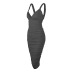 V-neck mid-length pleated dress NSZY33773