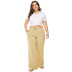 large size loose pocket mid-waist flared pants  NSOY33786