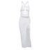 sling lace-up vest long solid color folds split skirt two-piece  NSMI33804