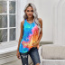 tie-dye summer new print round neck back twisted top  NSSI33873