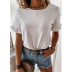 solid color ruffled round neck T-shirt  NSZH33910