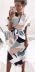 V-Neck Square Print Mid-Length Dress NSYF33929