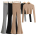 Slim Knit Sweater High Waist Slim Flared Pants Set NSLD33935