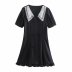 lace collar stitching double breasted dress NSAM33977