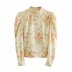 fashion printed puff sleeve blouse NSAM33985