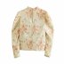 fashion printed puff sleeve blouse NSAM33985