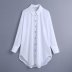 fashion lapel buttoned long blouse  NSAM33995