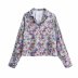 fashion lapel print short blouse  NSAM34024