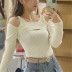 fake two-piece off-shoulder knitted top NSAC34039
