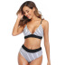new split high waist stripe print sexy bikini swimsuit NSHL34064