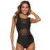 solid color mesh sexy backless one-piece swimsuit NSHL34077