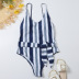 striped printed waist tie sexy one-piece swimsuit  NSHL34080