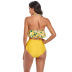 lotus leaf split high waist bikini swimsuit  NSHL34104