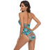 printing cross-hollow sexy backless one-piece swimsuit NSHL34106