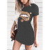 leopard print casual round neck short sleeve t-shirt NSLZ34164