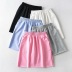 elastic waist solid color short skirt NSHS34194