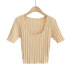 Solid color knitted T-shirt  NSAC24888