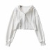 zipper fashion loose raw edge sweatershirt NSAC24903
