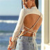 Open-backed back tie rope long-sleeved top NSHS25240