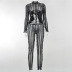 round stand-up collar corset hollow jumpsuit  NSMX25359