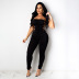 pleated halter lace-up tube top jumpsuit NSMX25365