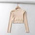 Autumn new round neck sexy tight-fitting slim short solid color long-sleeved top NSHS25457