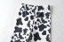 elastic waist cow pattern slim pants NSHS25462