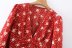spring red bottom printing V-neck long sleeve dress  NSAM25609
