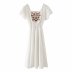 new square collar embroidery waist slimming mid-length dress  NSAM25618