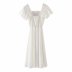 new square collar embroidery waist slimming mid-length dress  NSAM25618