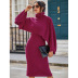long-sleeved solid color pullover knitted dress NSSA25915