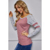 long-sleeved round neck stitching top NSSA25925
