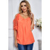 solid color lace stitching round neck top NSSA25927