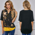 casual printing V-neck five-point sleeve top NSSA25932