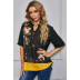 casual printing V-neck five-point sleeve top NSSA25932
