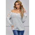 lace stitching one-word neck strapless T-shirt  NSSA25942