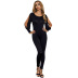 long-sleeved round neck open back jumpsuit NSSA25992
