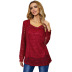 fashion red crochet hollow long-sleeved lace shirt top NSSA26008