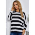 casual loose striped contrast color t-shirt  NSSA26078