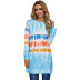color tie-dye long sleeve loose round neck dress  NSSA26079