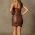 new fashion halter straps pleated shirt short skirt two-piece suit  NSMI26097