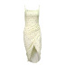 autumn new floral pile neck split sling dress NSMI26160