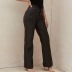 pantalones de cuero de bolsillos de color sólido de moda NSMI26161
