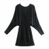 spring silk satin v-neck long sleeve dress NSAM26175