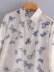 lapel lantern sleeve butterfly print shirt  NSAM26212